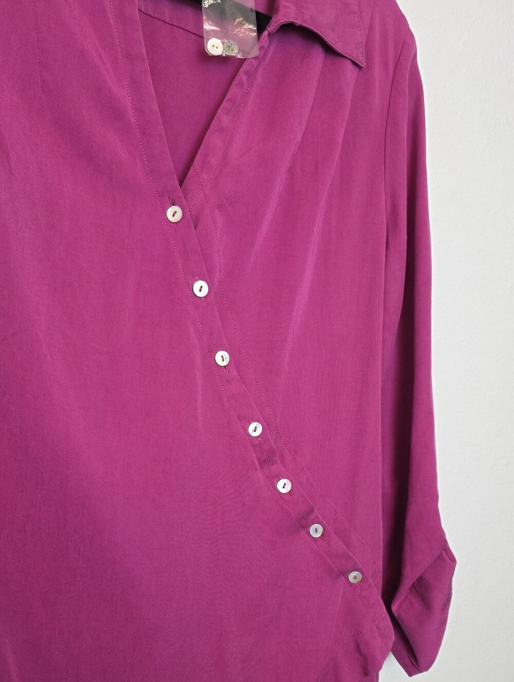 Soft Surroundings NWOT Pink Washed Tencel Button Tunic Magenta Pink Soft Size M - Picture 6 of 15